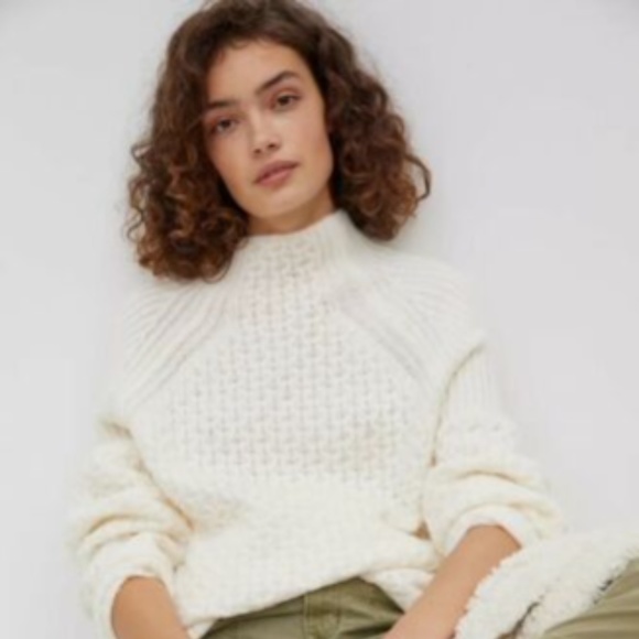Anthropologie Sweaters - Anthropologie Bia Mock Neck Tunic Sweater Ivory XS